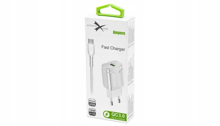 Travel charger FAST QC 3.0 + cable micro USB - eXtreme® Ampere - 3A - ATCU3QC30W+CM