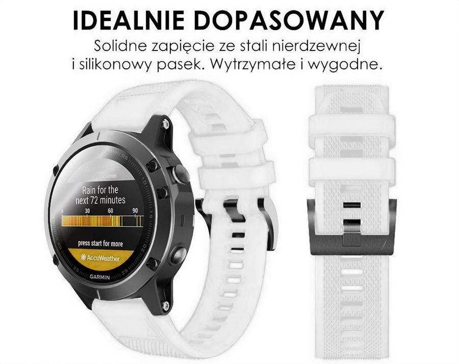 Pasek silikonowy - G09 - do Garmin - biały - 22 mm