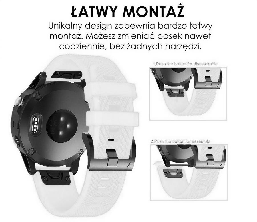 Pasek silikonowy - G09 - do Garmin - biały - 22 mm