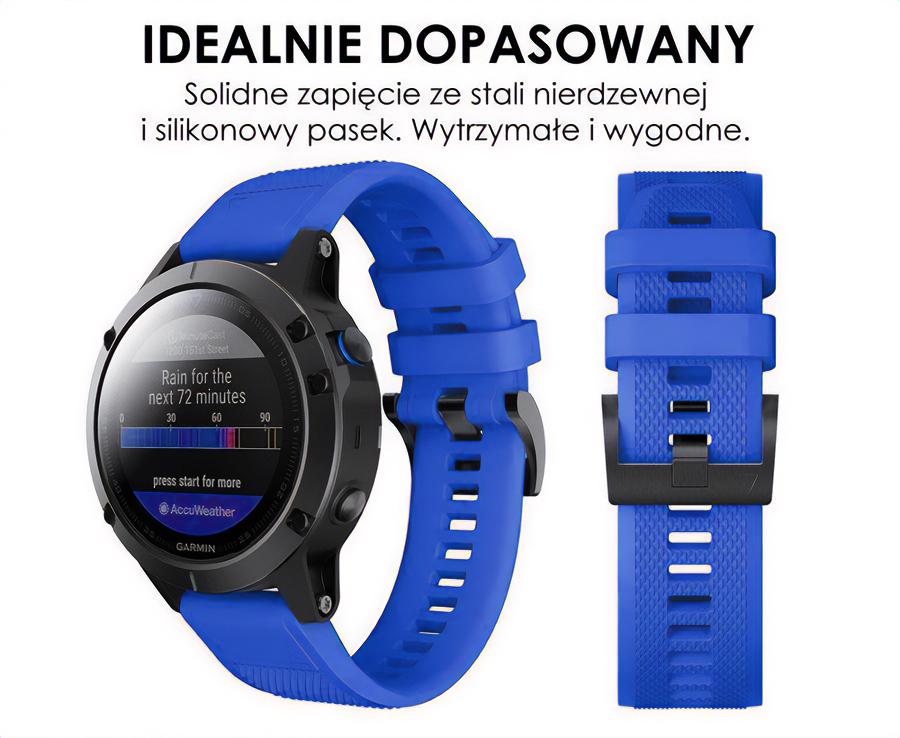 Pasek silikonowy - G09 - do Garmin - ciemnoniebieski - 22 mm