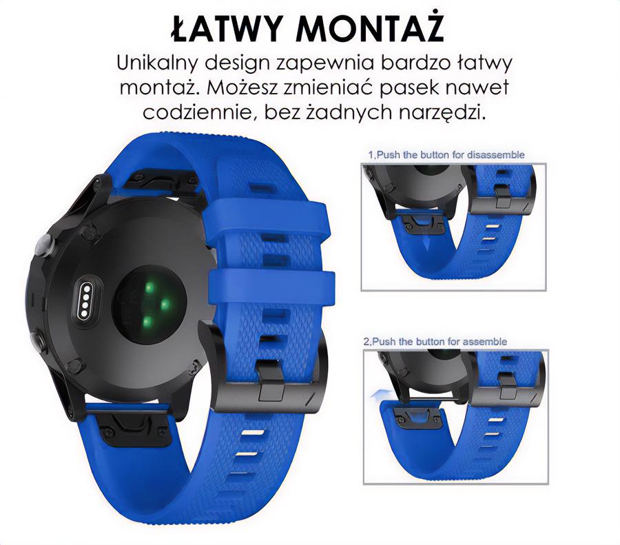 Pasek silikonowy - G09 - do Garmin - ciemnoniebieski - 22 mm