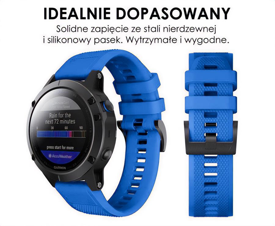 Pasek silikonowy - G09 - do Garmin - jasnoniebieski - 22 mm