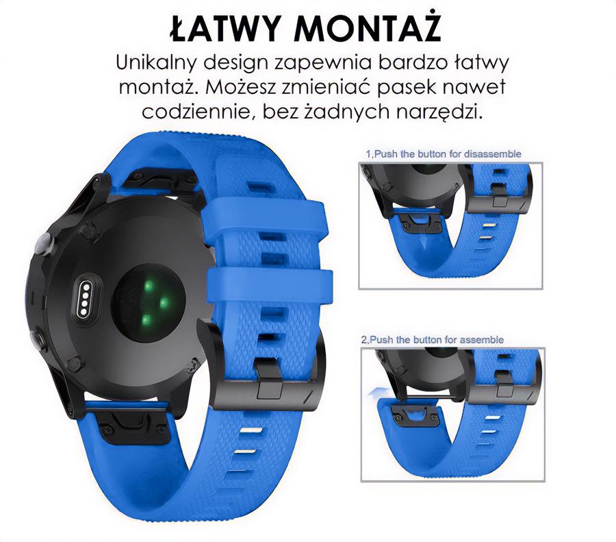 Pasek silikonowy - G09 - do Garmin - jasnoniebieski - 22 mm
