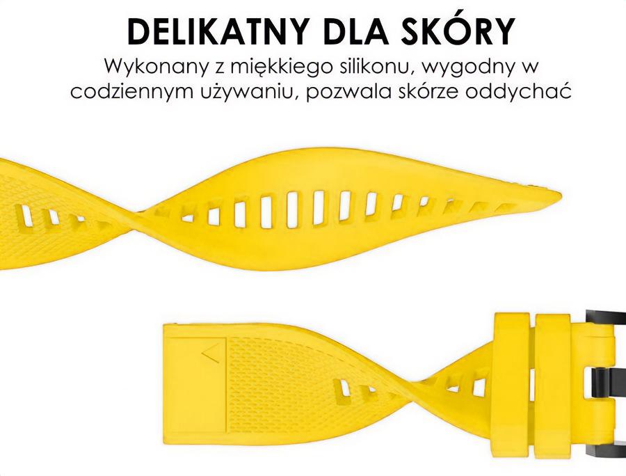 Pasek silikonowy - G09 - do Garmin - żółty - 22 mm