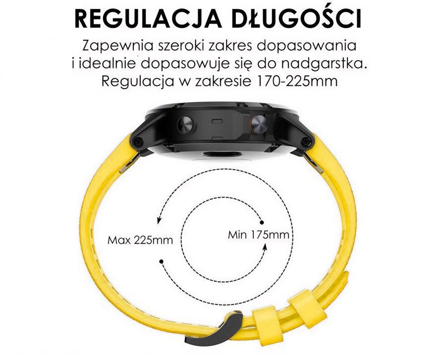 Pasek silikonowy - G09 - do Garmin - żółty - 22 mm