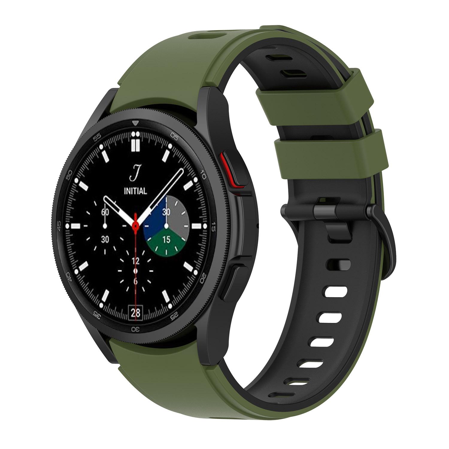 Pasek silikonowy - do Samsung Galaxy Watch 5 - zielono-czarny - 20 mm