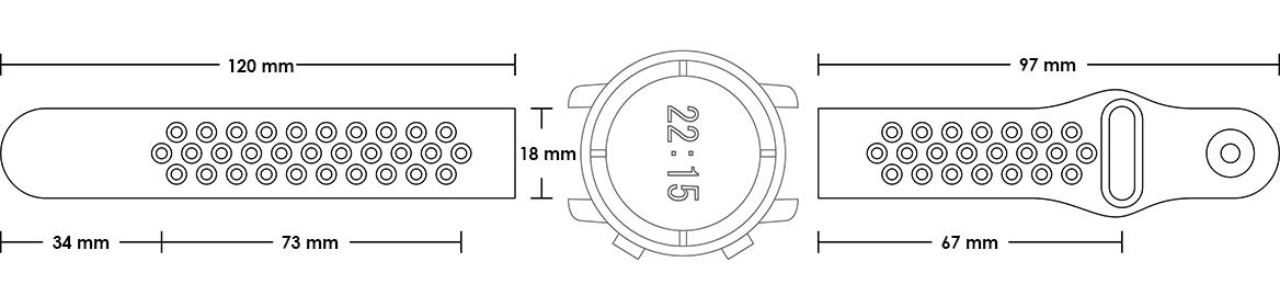 Pasek silikonowy S02 - czarno-różowy - 18 mm