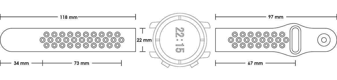 Pasek silikonowy S02 - różowo-turkusowy - 22 mm