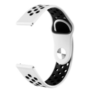 Pasek silikonowy S02 - biało-czarny - 20 mm