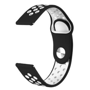 Pasek silikonowy S02 - czarno-biały - 18 mm