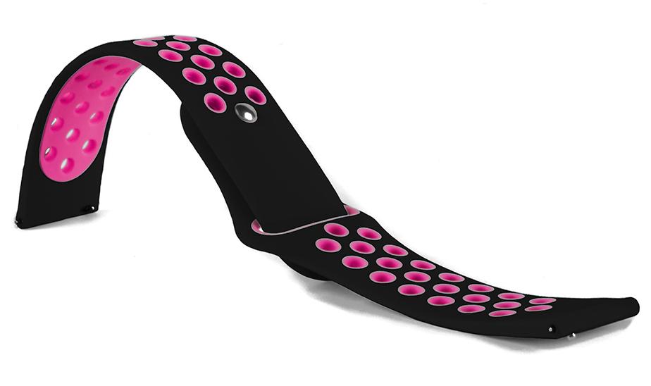 Pasek silikonowy S02 - czarno-różowy - 18 mm