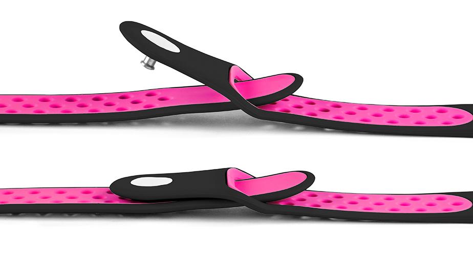 Pasek silikonowy S02 - czarno-różowy - 18 mm