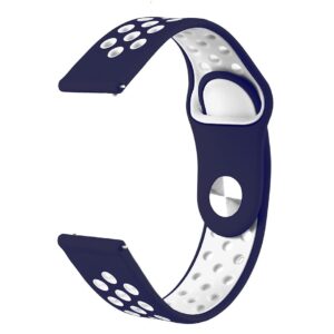 Pasek silikonowy S02 - granatowo-biały - 22 mm