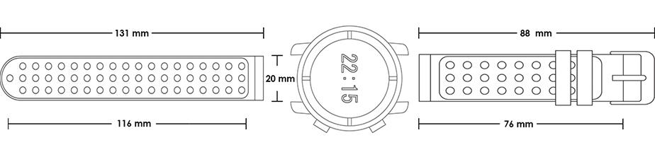 Pasek silikonowy S03 - czarno-zielony - 20 mm