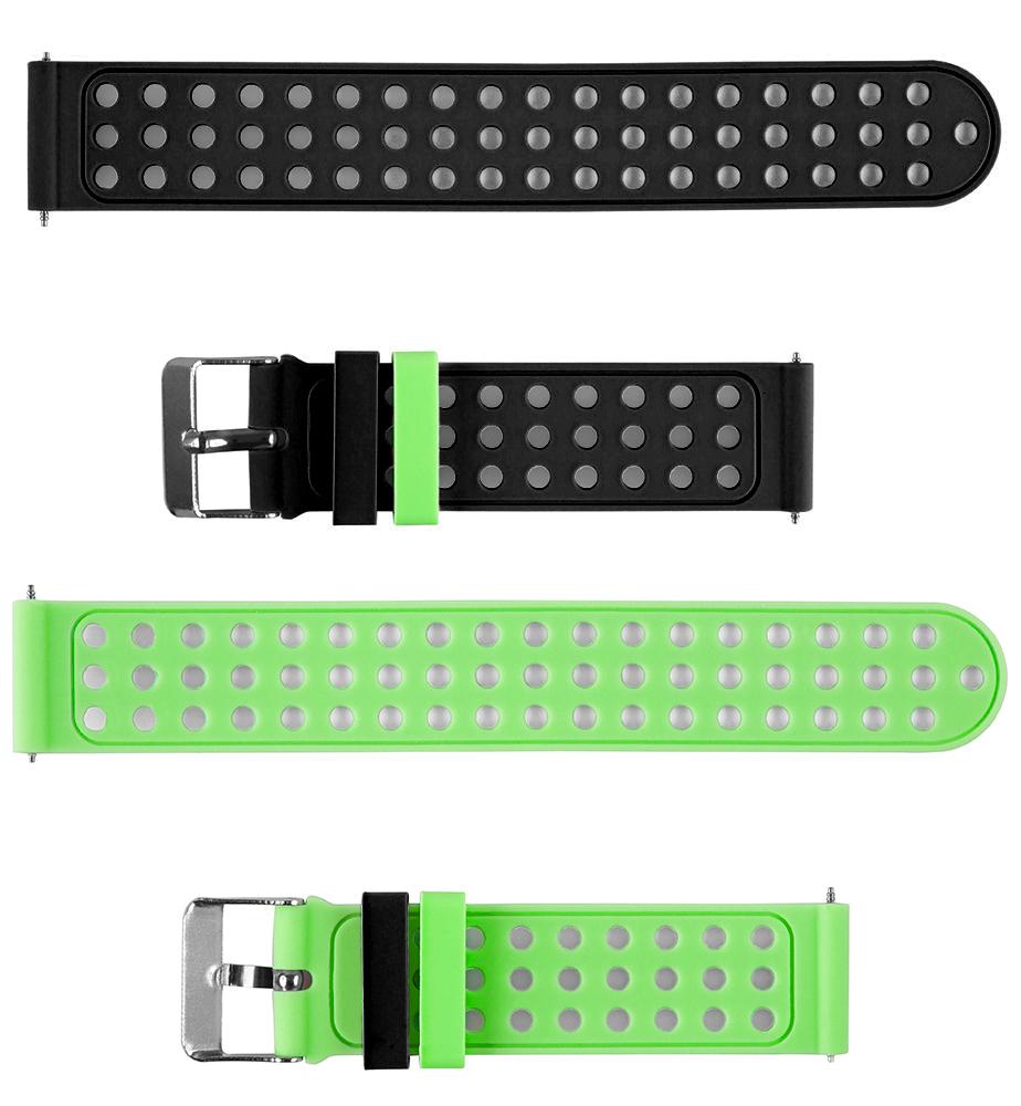 Pasek silikonowy S03 - czarno-zielony - 20 mm