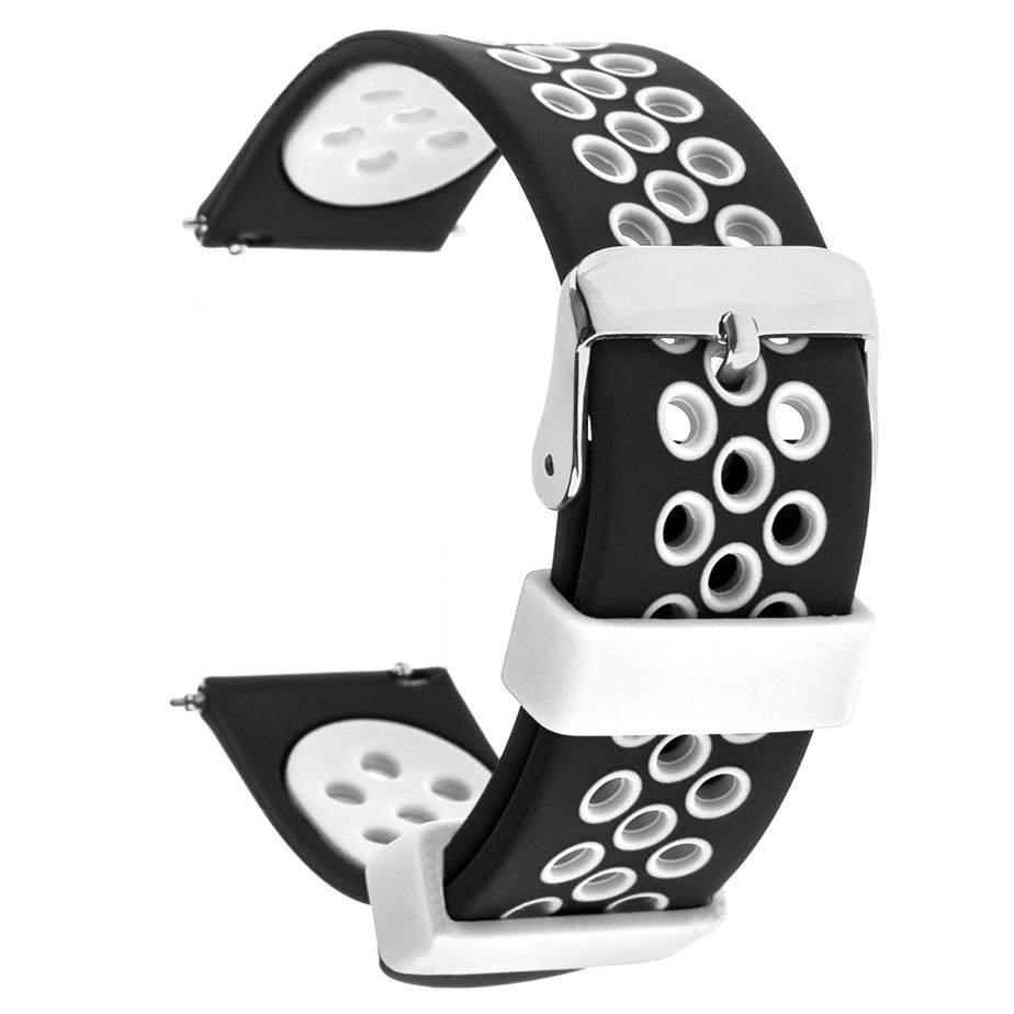 Pasek silikonowy S06 - czarno-biały - 20 mm