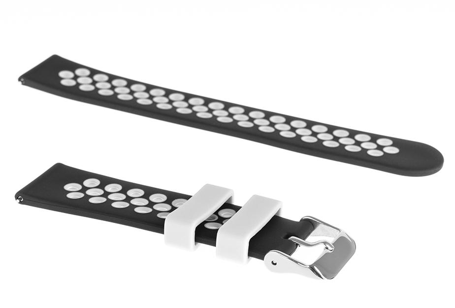 Pasek silikonowy S06 - czarno-biały - 20 mm