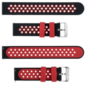 Pasek silikonowy S06 - czarno-czerwony - 18 mm
