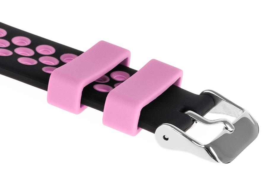 Pasek silikonowy S06 - czarno-różowy - 20 mm