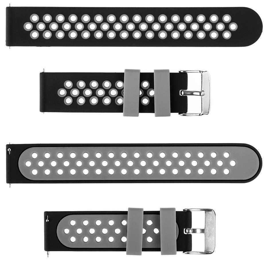 Pasek silikonowy S06 - czarno-szary - 20 mm