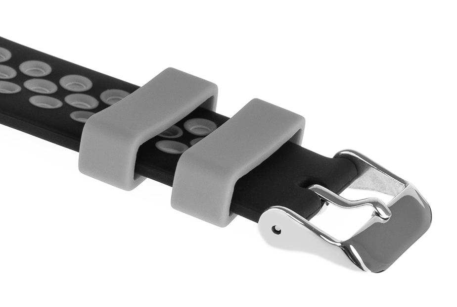 Pasek silikonowy S06 - czarno-szary - 20 mm