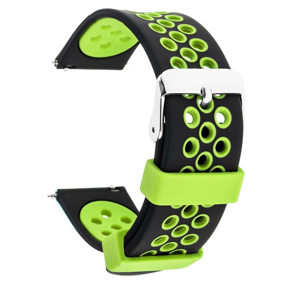 Pasek silikonowy S06 - czarno-zielony - 22 mm