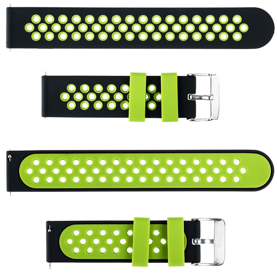 Pasek silikonowy S06 - czarno-zielony - 22 mm