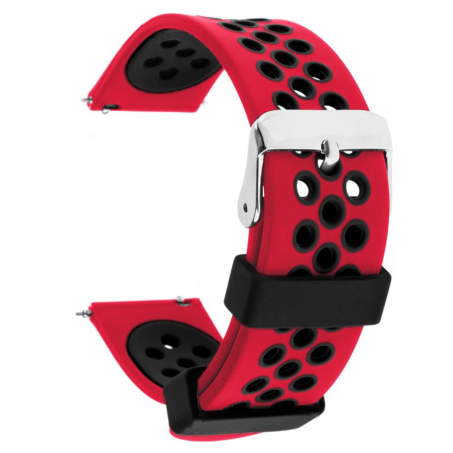 Pasek silikonowy S06 - czerwono-czarny - 20 mm