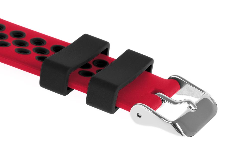 Pasek silikonowy S06 - czerwono-czarny - 18 mm