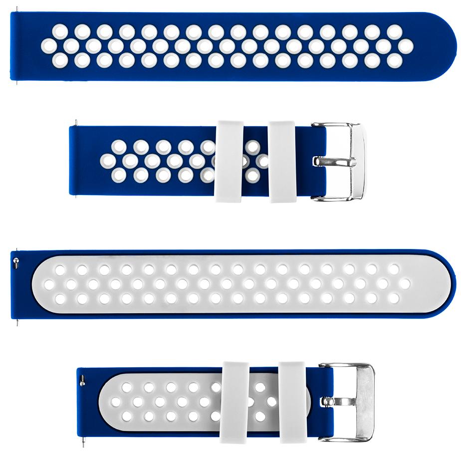 Pasek silikonowy S06 - granatowo-biały - 20 mm