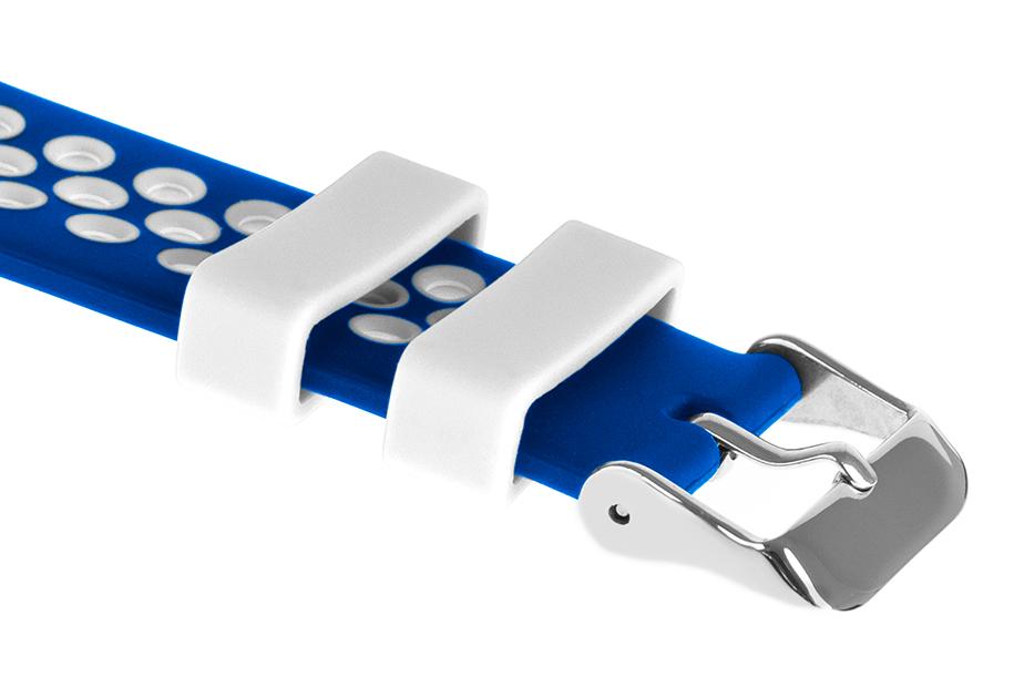 Pasek silikonowy S06 - granatowo-biały - 20 mm