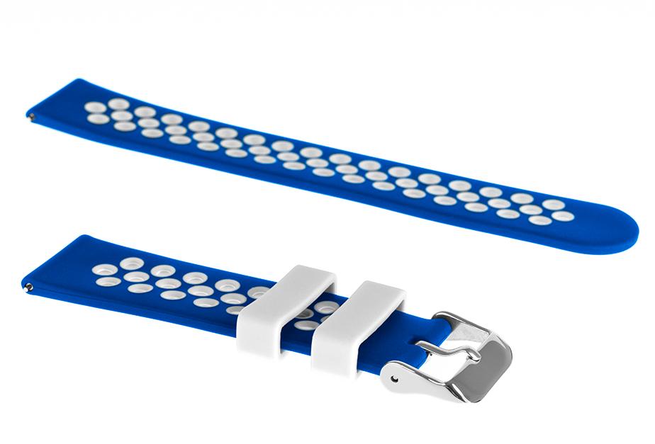 Pasek silikonowy S06 - granatowo-biały - 20 mm