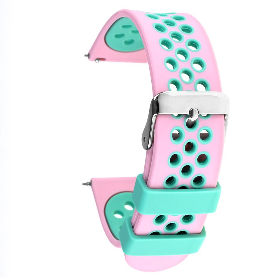 Pasek silikonowy S06 - różowo-turkusowy - 18 mm