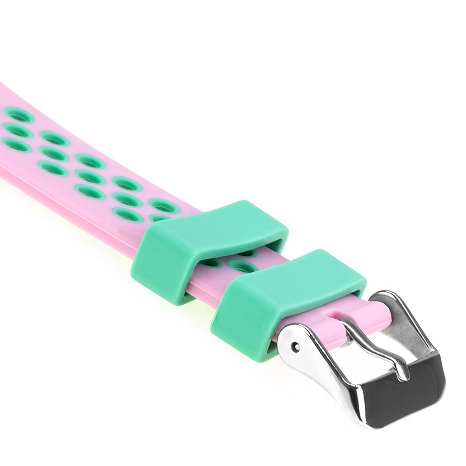 Pasek silikonowy S06 - różowo-turkusowy - 20 mm