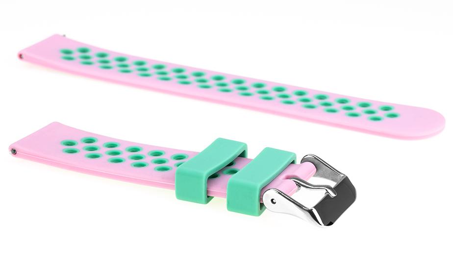 Pasek silikonowy S06 - różowo-turkusowy - 22 mm